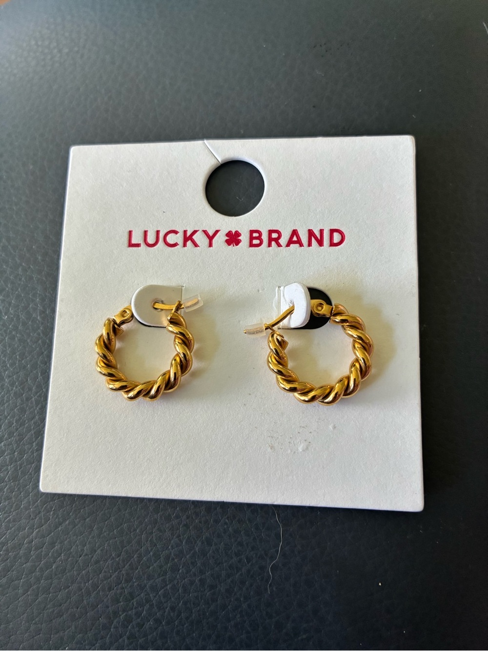 Lucky Brand Gold Twisted Rope Hoop Earrings